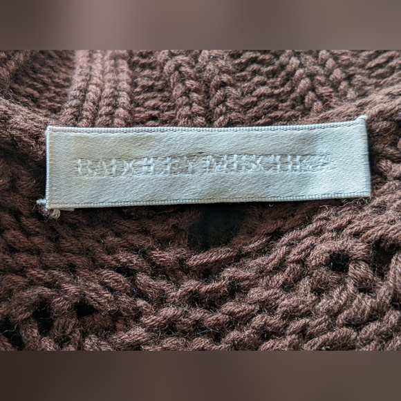Badgley Mischka sweater brown cashmere blend luxury hand knit S/M sexy designer - Picture 4 of 4